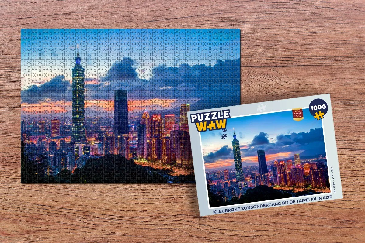 PuzzleWow Legpuzzel Taipei 101 1000 Stuks - Multicolor