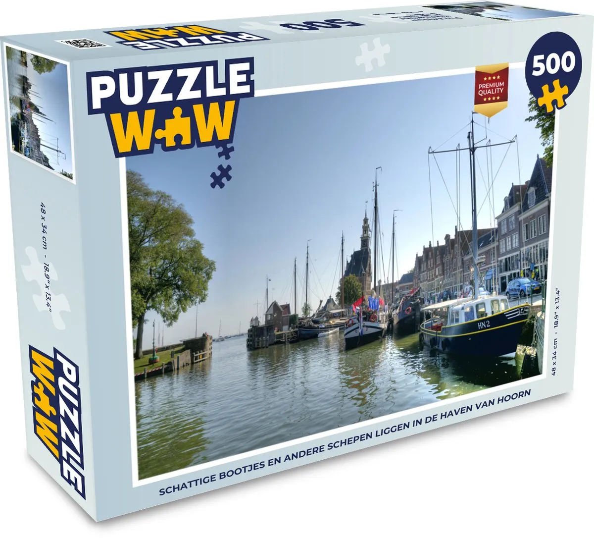 PuzzleWow Legpuzzel Schattige Bootjes Haven van Hoorn 500 Stuks - Multicolor