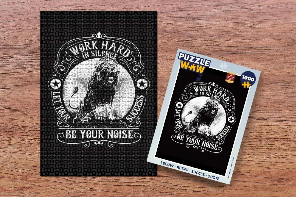 PuzzleWow Leeuw Retro Quote Legpuzzel 1000 Stuks - Multicolor