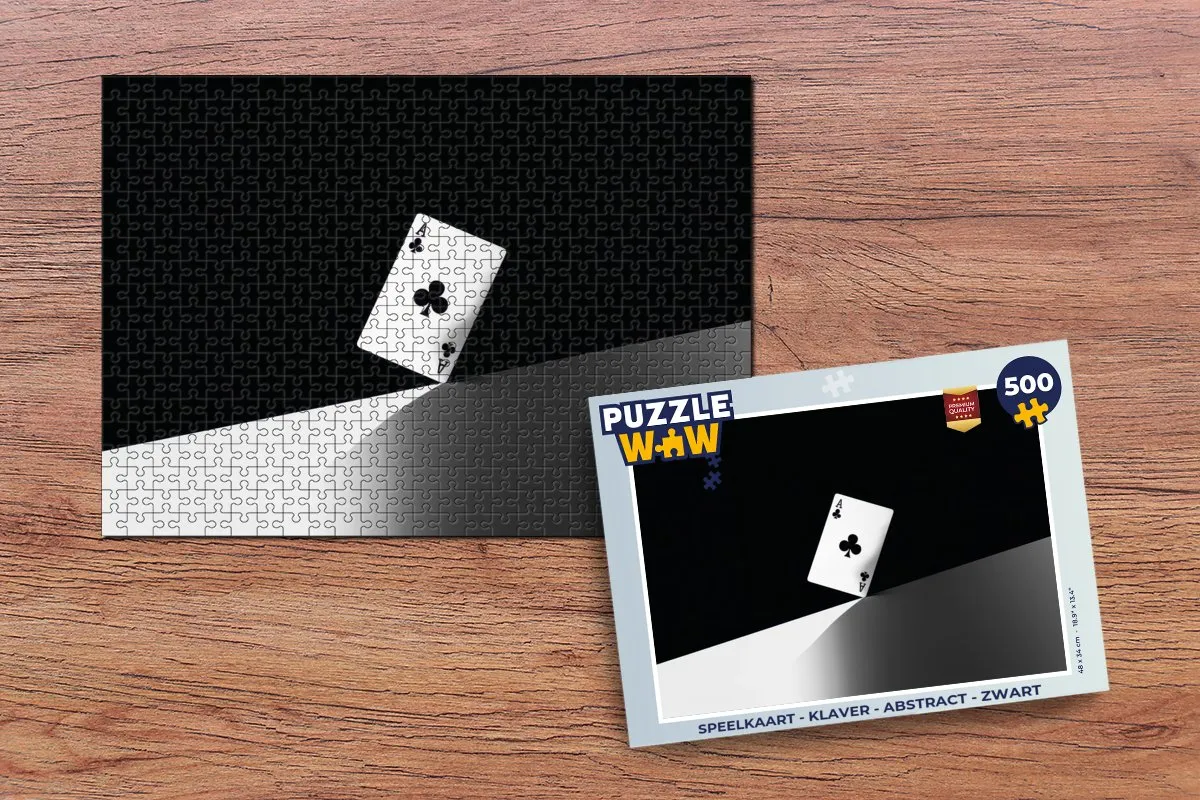 PuzzleWow Speelkaart Klaver Legpuzzel 500 Stuks - Zwart