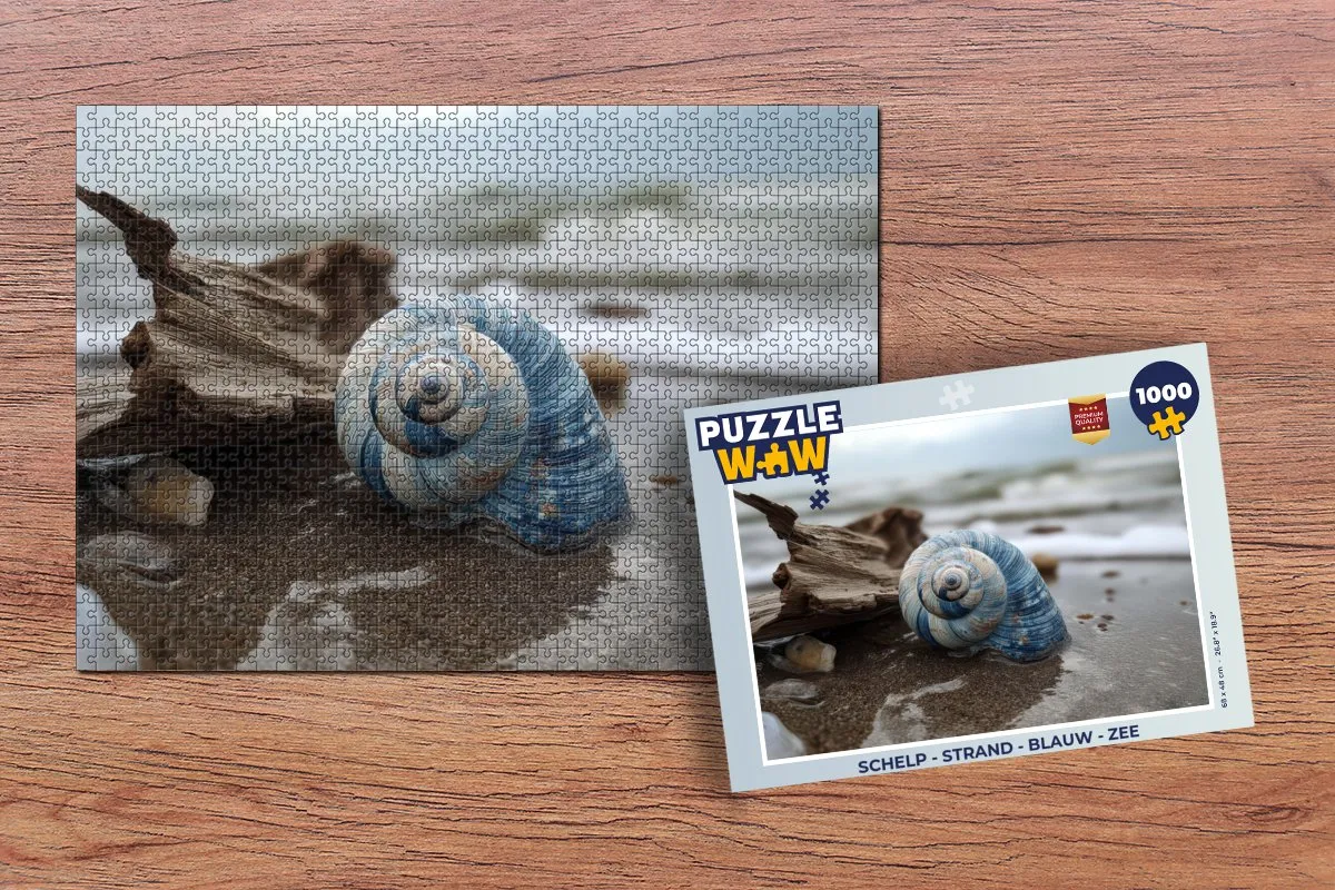 PuzzleWow Legpuzzel Schelp - Strand 1000 Stuks - Blauw