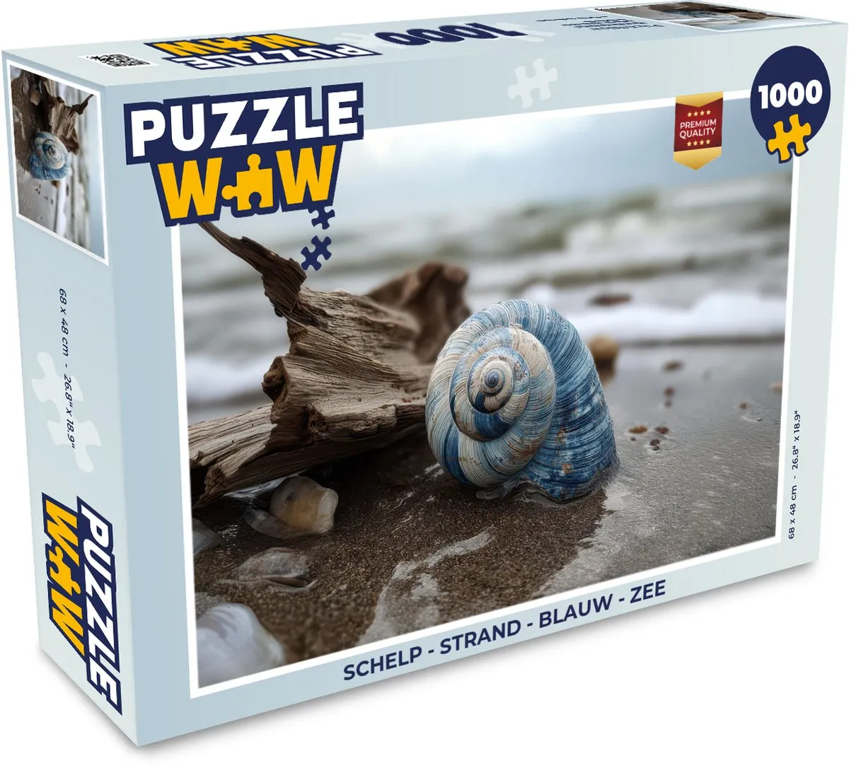 PuzzleWow Legpuzzel Schelp - Strand 1000 Stuks - Blauw