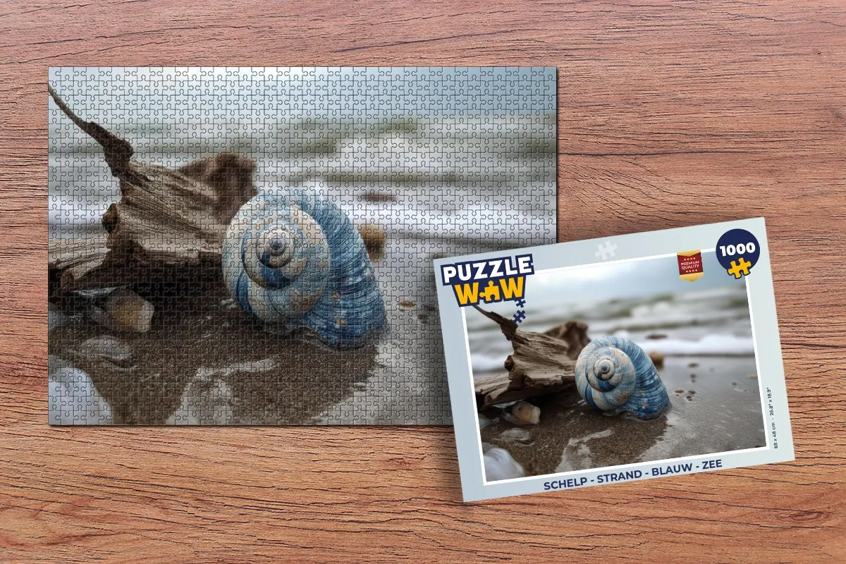 PuzzleWow Legpuzzel Schelp - Strand 1000 Stuks - Blauw