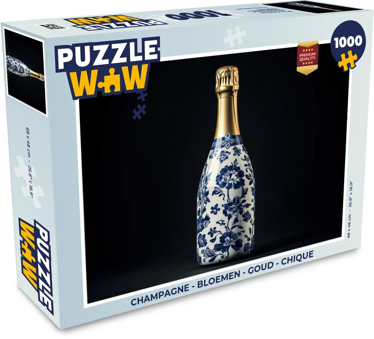 PuzzleWow Champagne Bloemen Legpuzzel 1000 Stuks - Delftsblauw