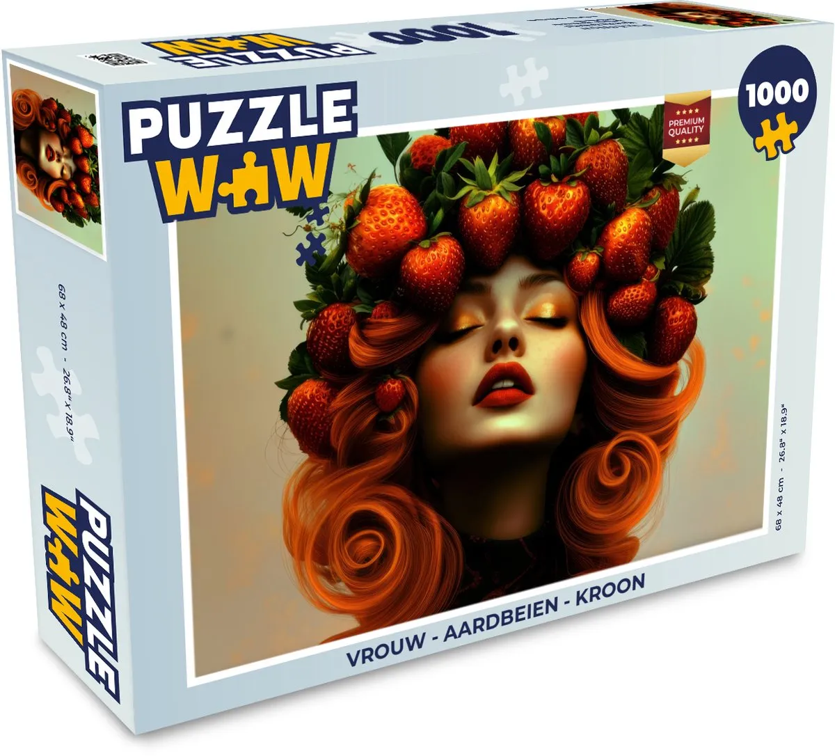 PuzzleWow Legpuzzel Vrouw Aardbeien Kroon - 1000 Stuks