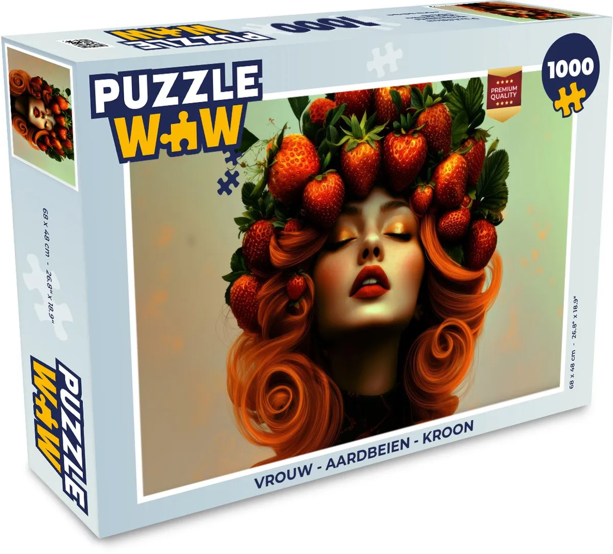 PuzzleWow Legpuzzel Vrouw Aardbeien Kroon