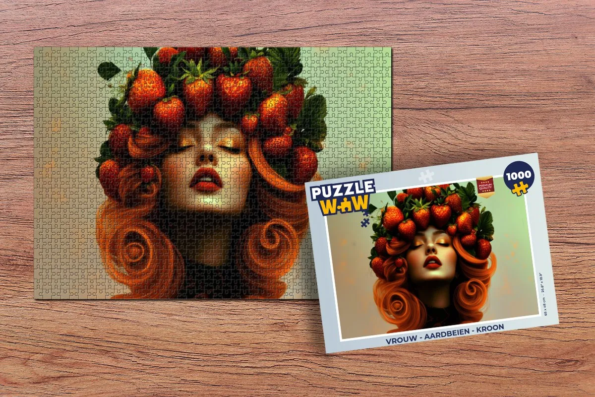 PuzzleWow Legpuzzel Vrouw Aardbeien Kroon - 1000 Stuks