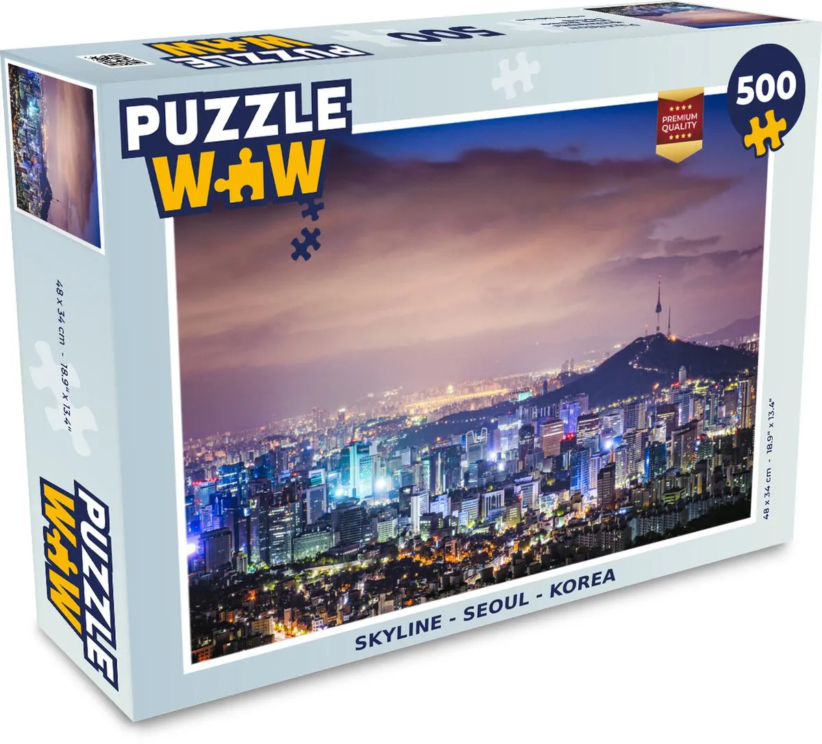 PuzzleWow Skyline Seoul Legpuzzel 500 Stuks - Multicolor