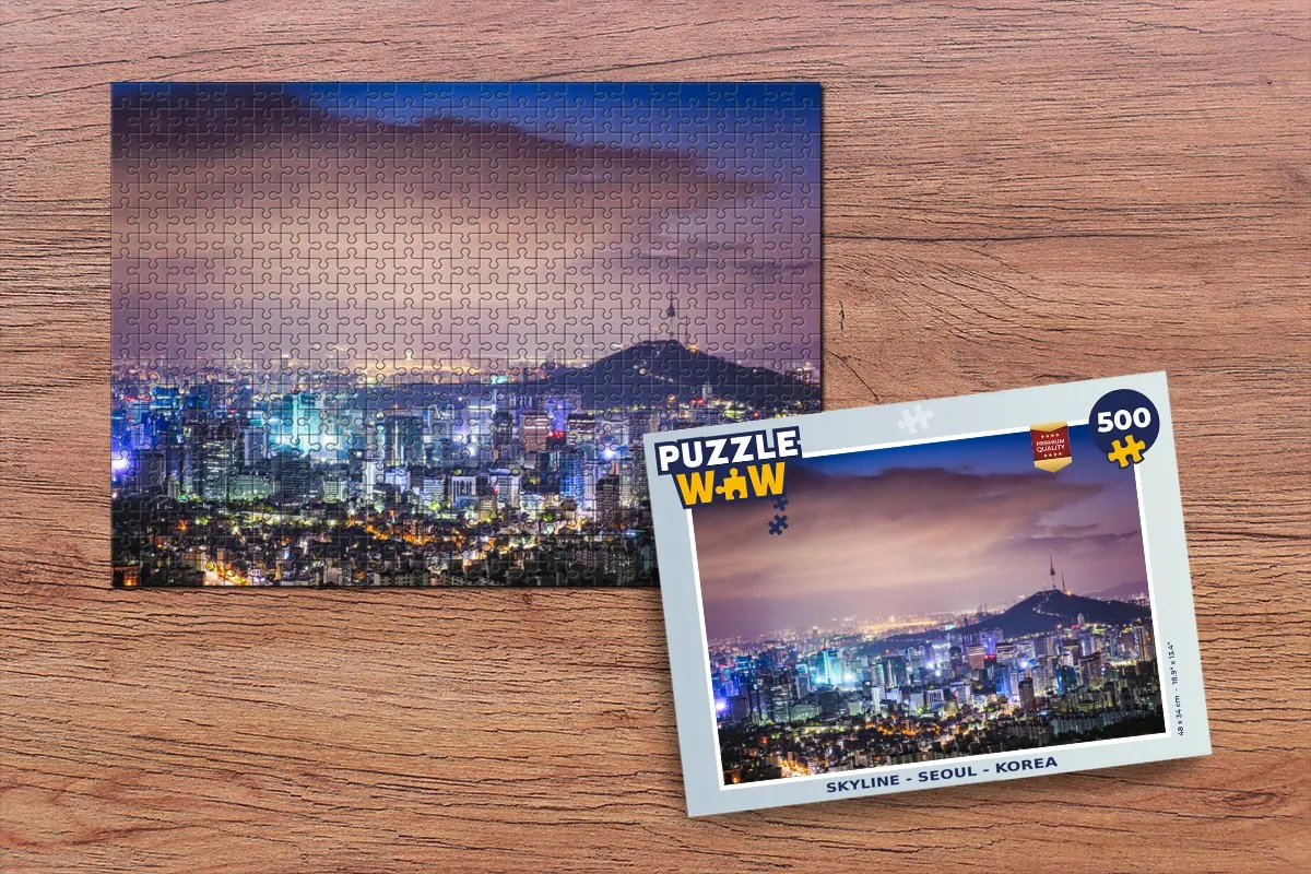 PuzzleWow Skyline Seoul Legpuzzel 500 Stuks - Multicolor