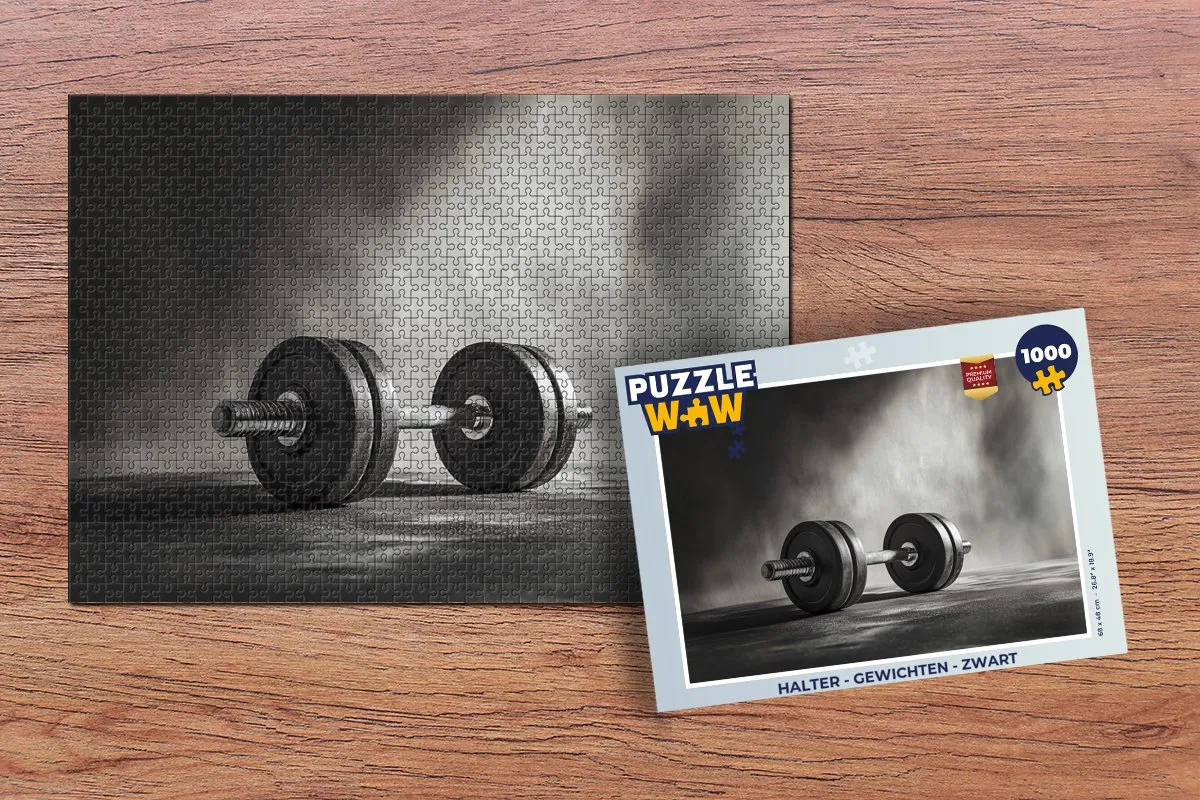 PuzzleWow Halter Gewichten Legpuzzel 1000 Stuks - Zwart