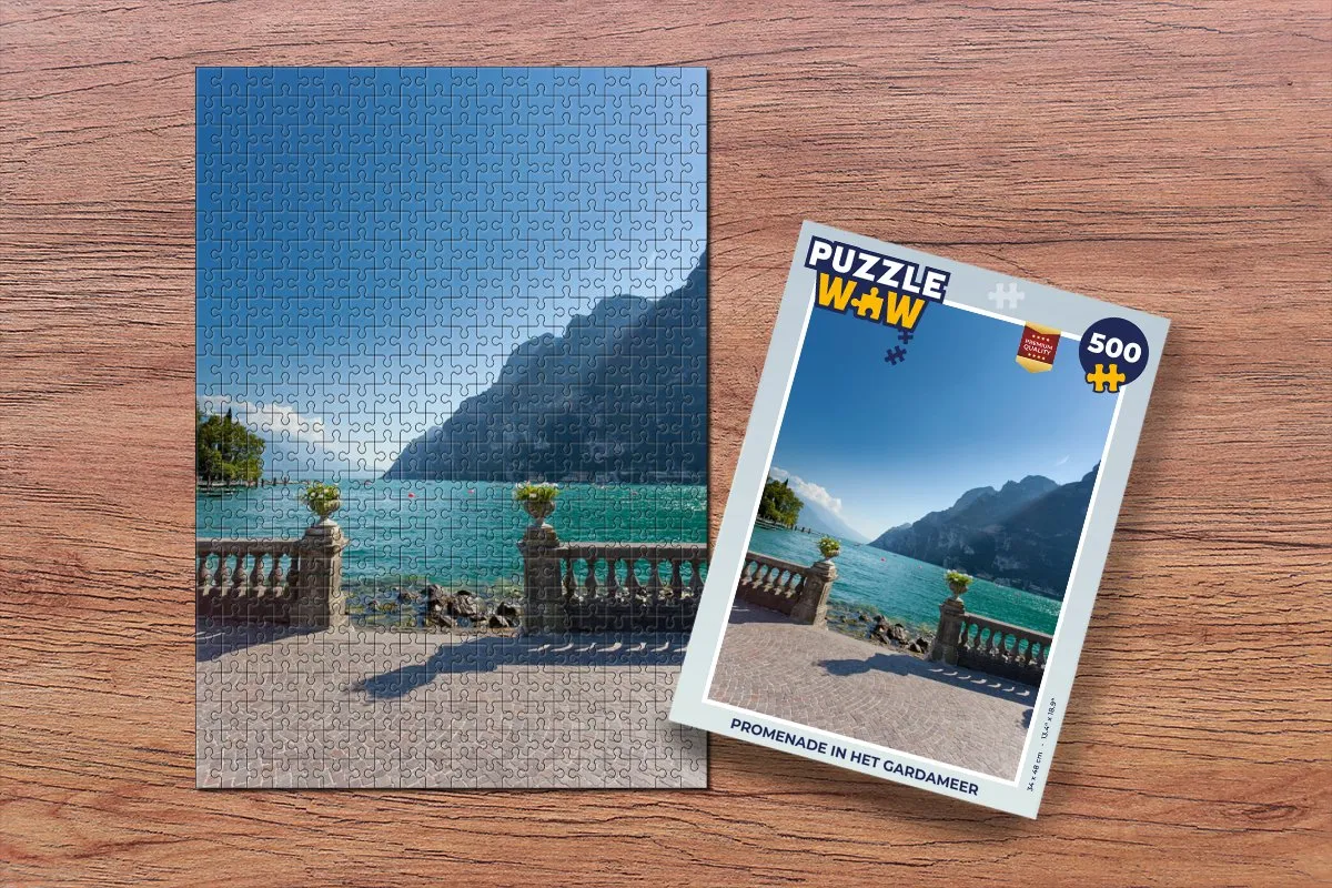 PuzzleWow Gardameer Berg Licht Legpuzzel 500 Stuks - Multicolor