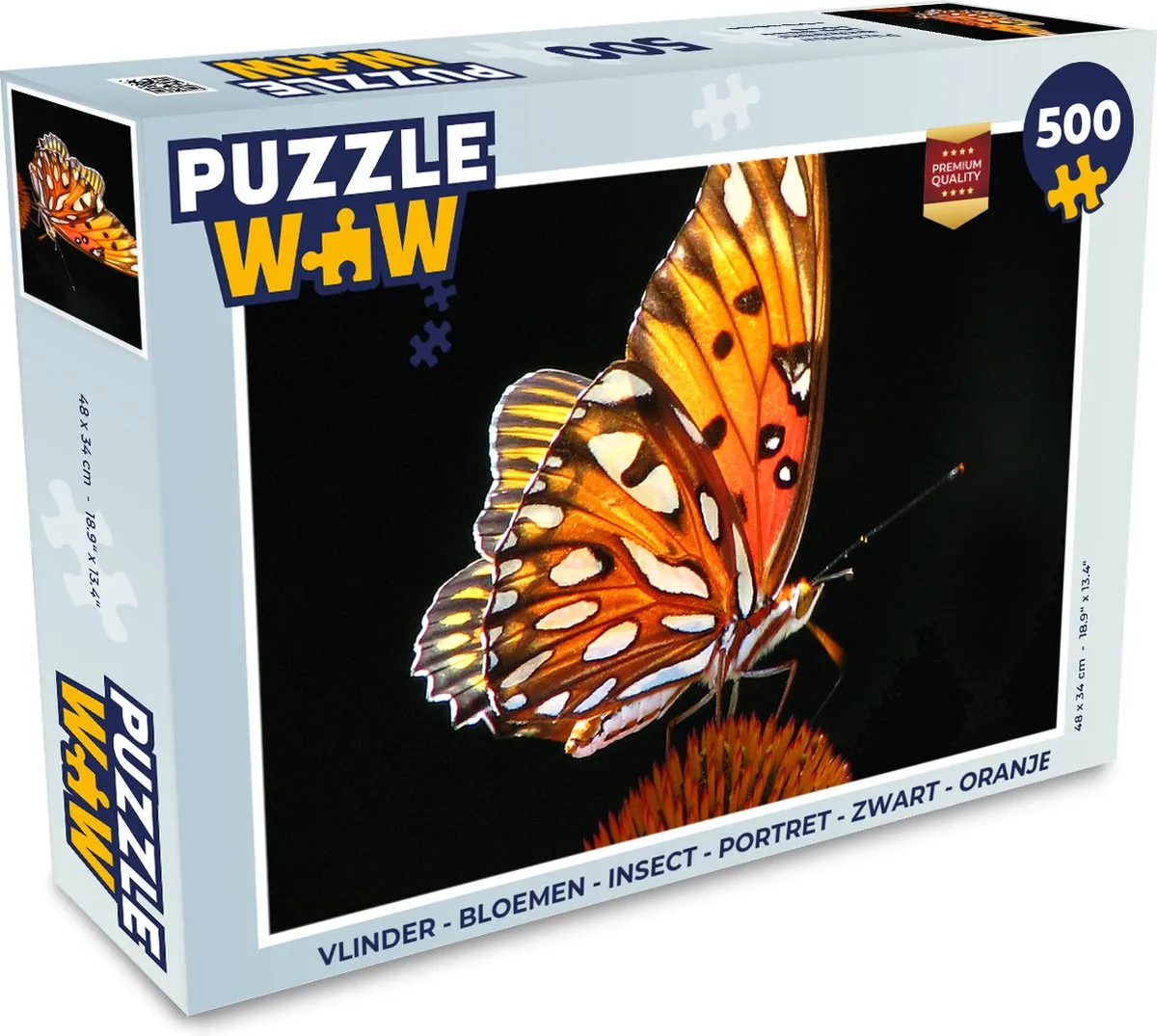 PuzzleWow Vlinder Portret Legpuzzel 500 Stuks - Multicolor