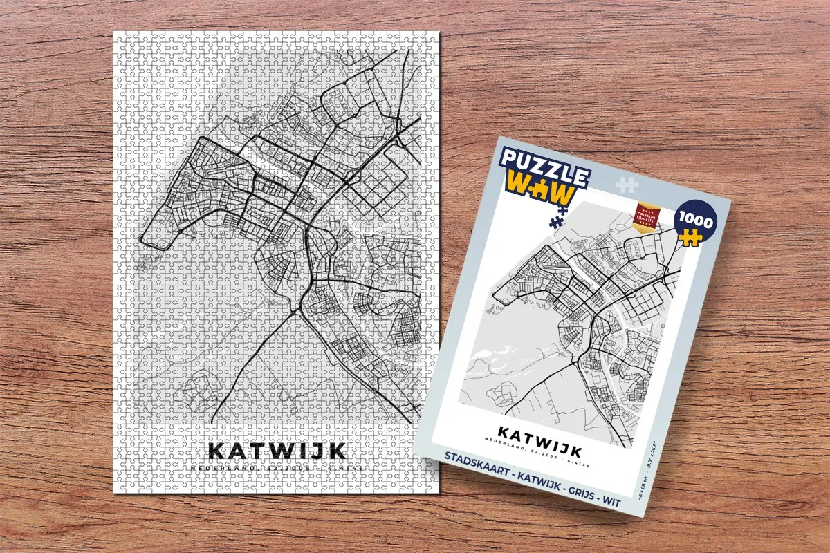 PuzzleWow Stadskaart Katwijk Legpuzzel 1000 Stuks - MPN 7434138284224