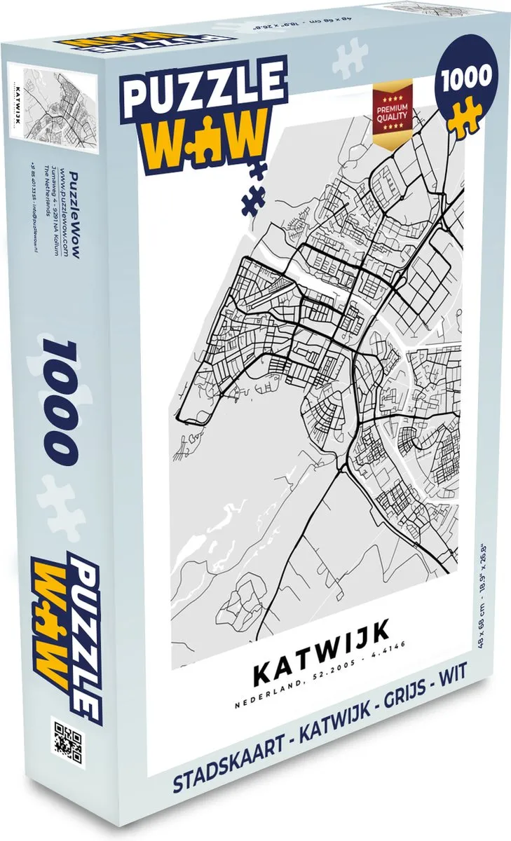 PuzzleWow Stadskaart Katwijk Legpuzzel 1000 Stuks