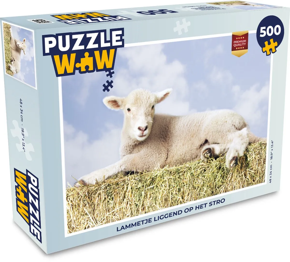 PuzzleWow Legpuzzel Lammetje op Stro 500 Stuks - Multicolor