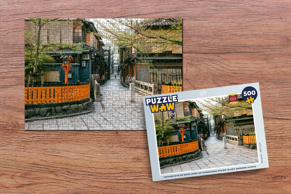 PuzzleWow Kyoto Tatsumi-kyo Brug Legpuzzel 500 Stuks - Multicolor
