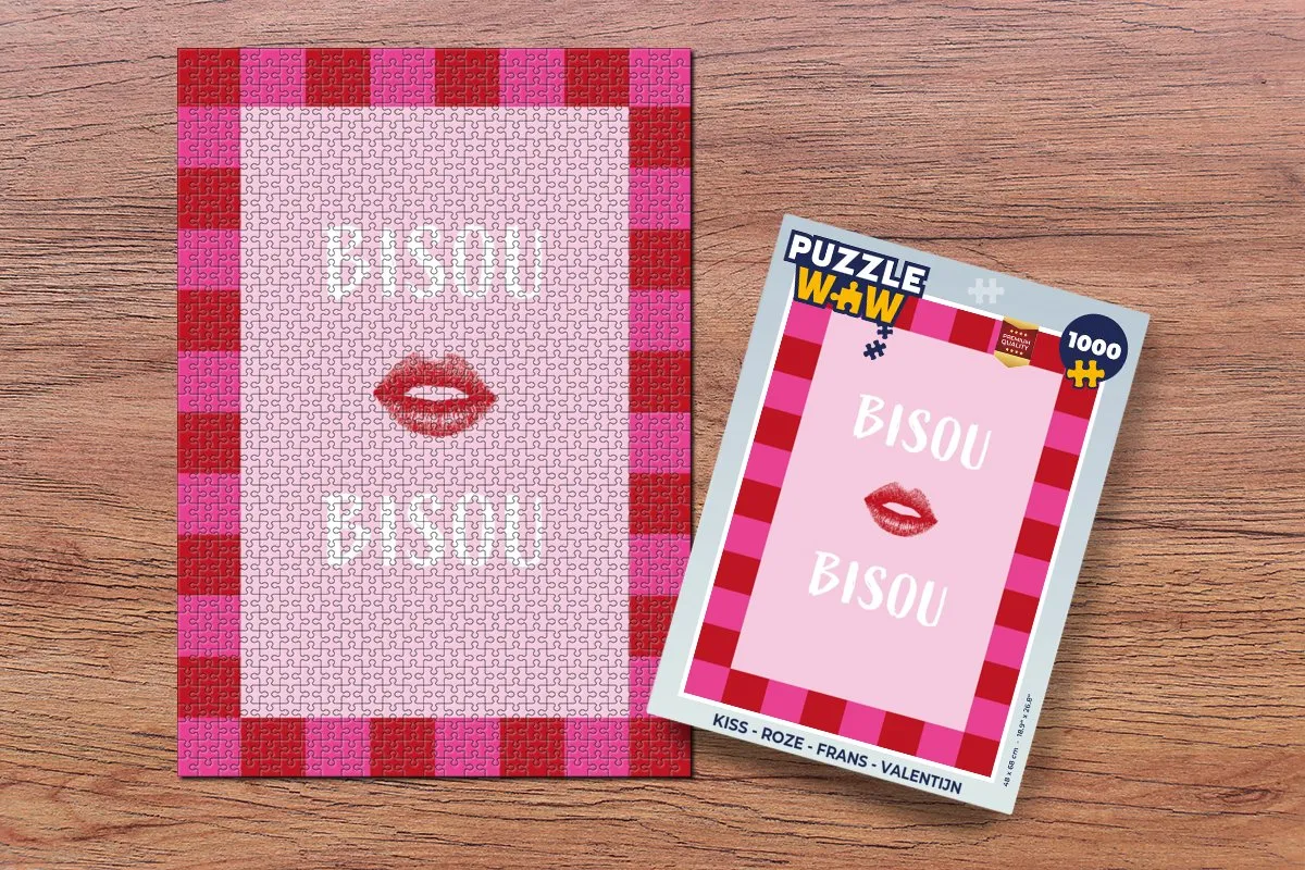 PuzzleWow Kiss Lippen Legpuzzel 1000 Stuks - Bisou Bisou