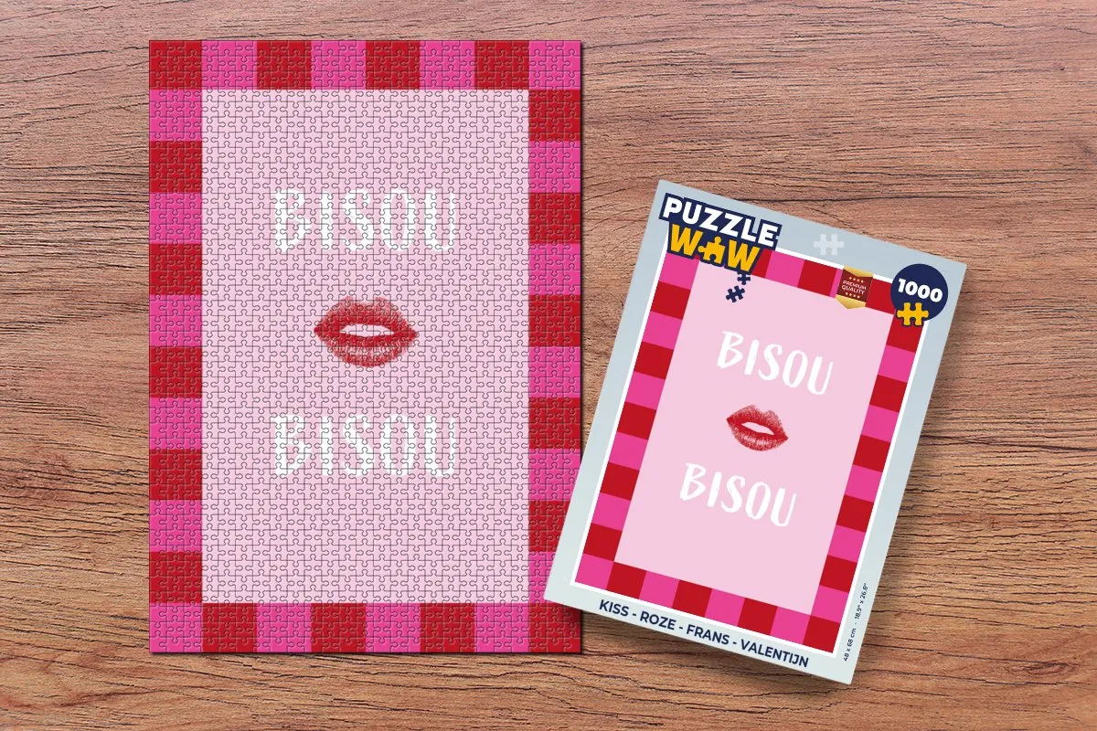 PuzzleWow Kiss Lippen Legpuzzel 1000 Stuks - Bisou Bisou
