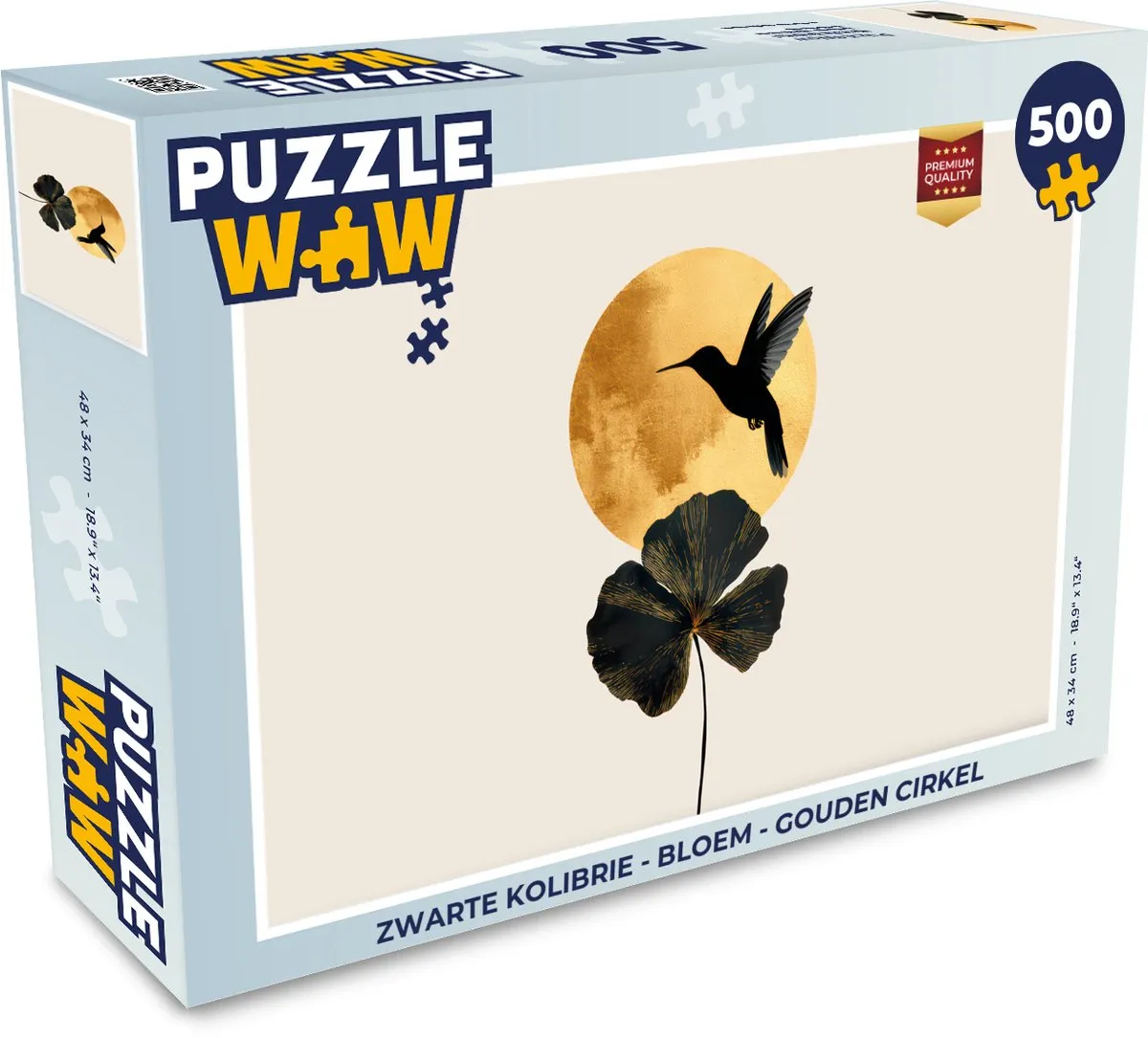PuzzleWow Legpuzzel Zwarte Kolibrie 500 Stuks - 8721406857464