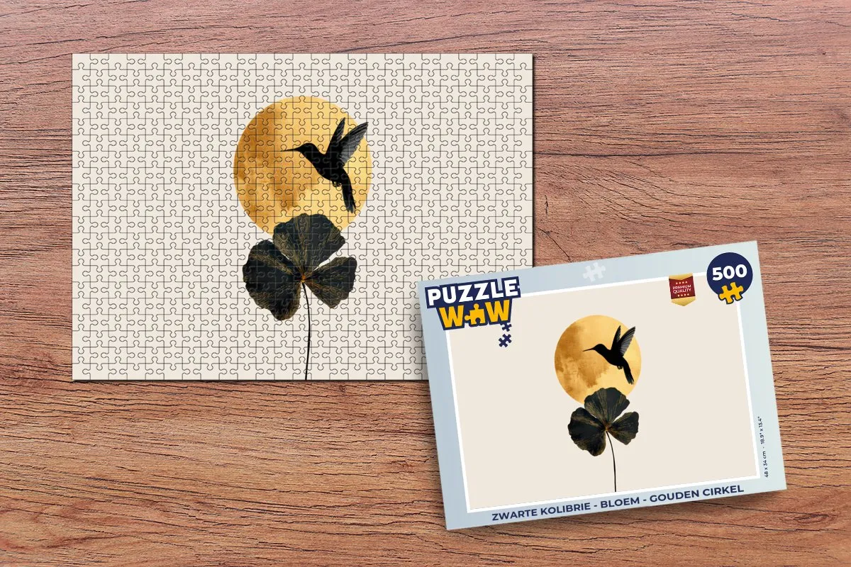 PuzzleWow Legpuzzel Zwarte Kolibrie 500 Stuks - 8721406857464