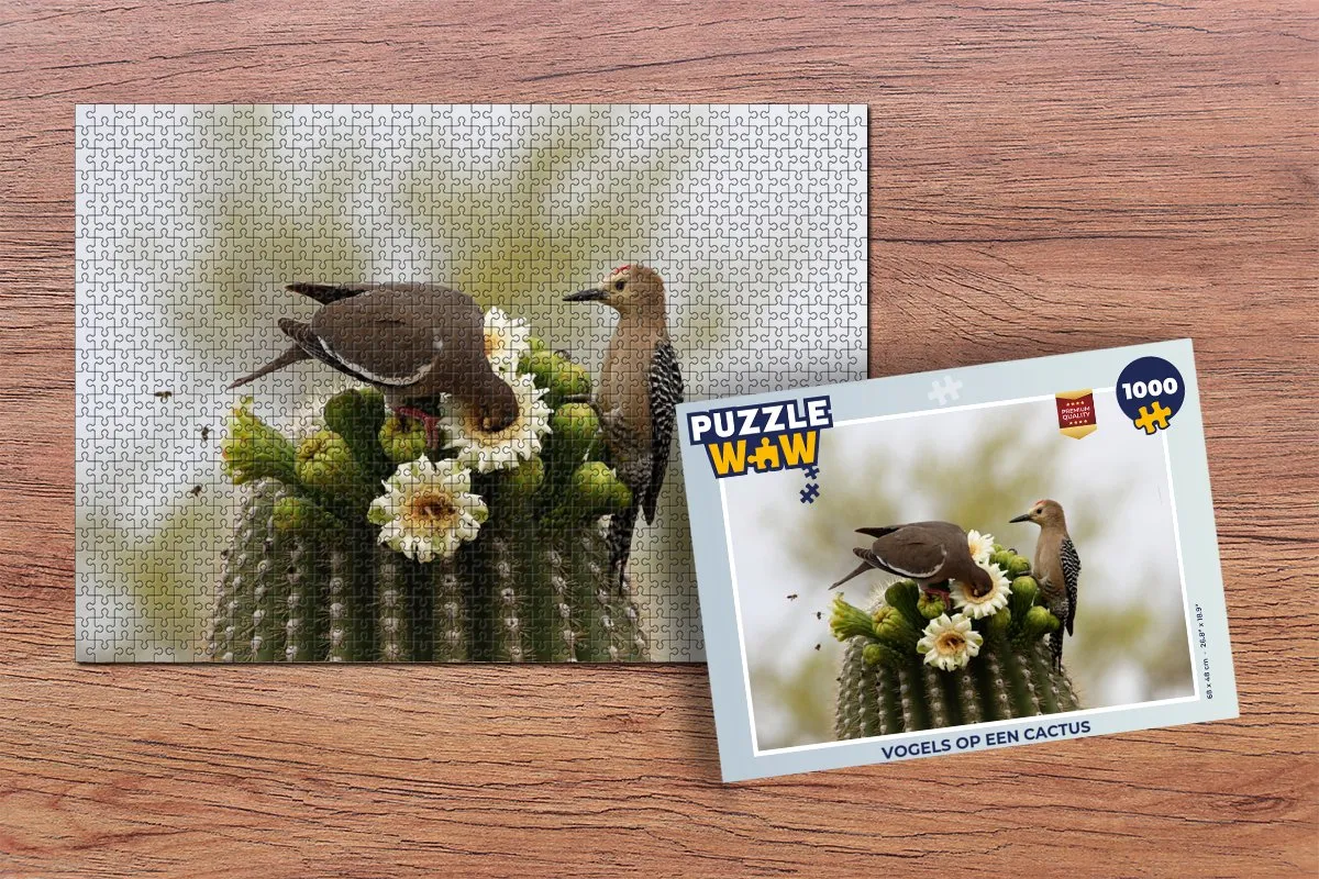 PuzzleWow Vogels op een Cactus Legpuzzel 1000 Stuks - Multicolor