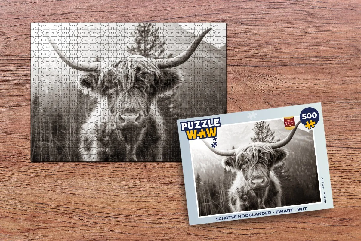 PuzzleWow Schotse Hooglander Legpuzzel 500 Stuks - Multicolor