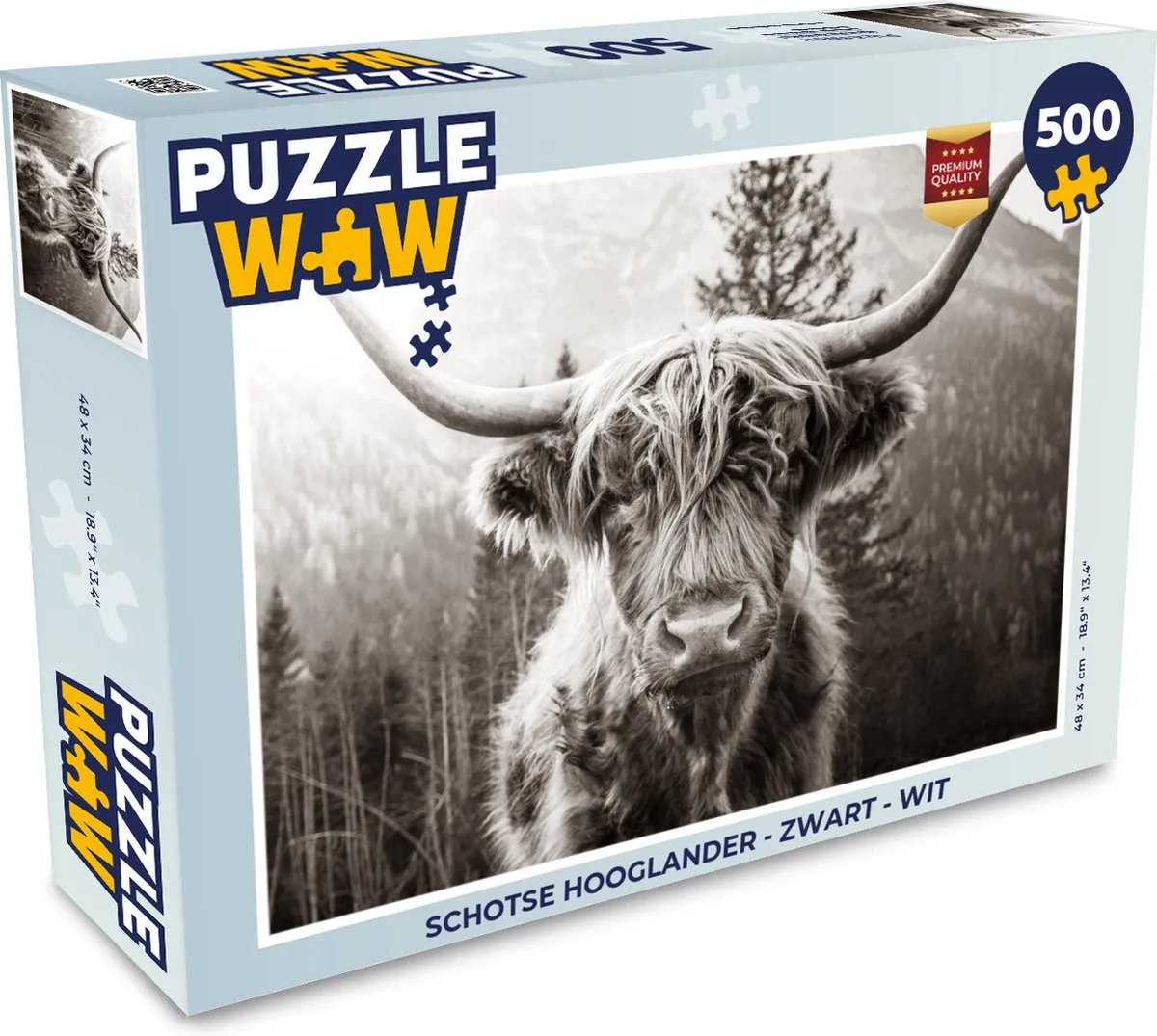 PuzzleWow Schotse Hooglander Legpuzzel 500 Stuks - Multicolor