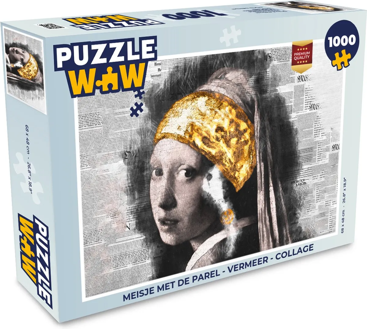 PuzzleWow Meisje met de parel Legpuzzel 1000 Stuks - Multicolor
