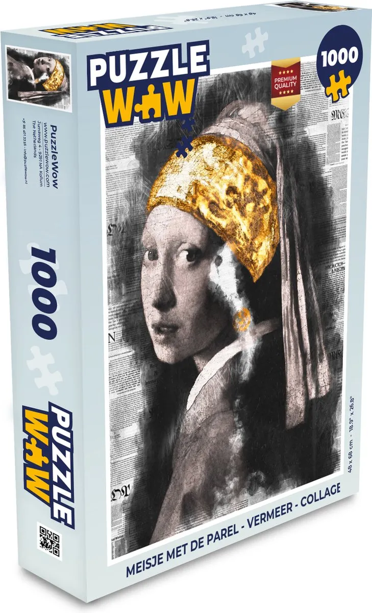 PuzzleWow Meisje met de parel Legpuzzel 1000 Stuks - Multicolor