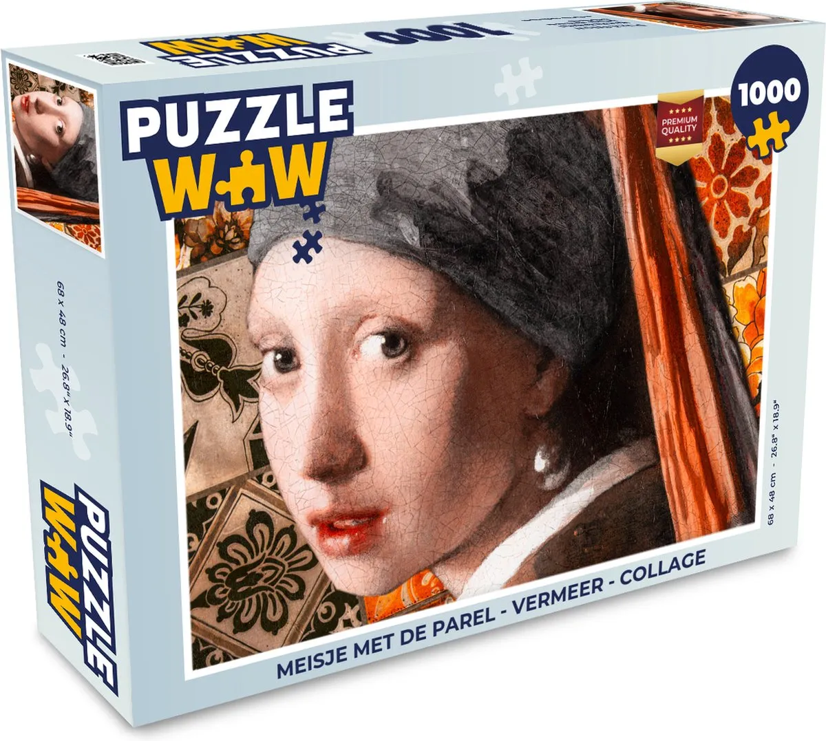 PuzzleWow Meisje met de parel Legpuzzel 1000 Stuks - Multicolor