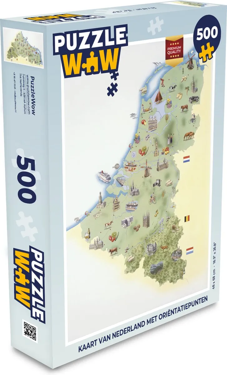 PuzzleWow Legpuzzel Kaart van Nederland 500 Stuks