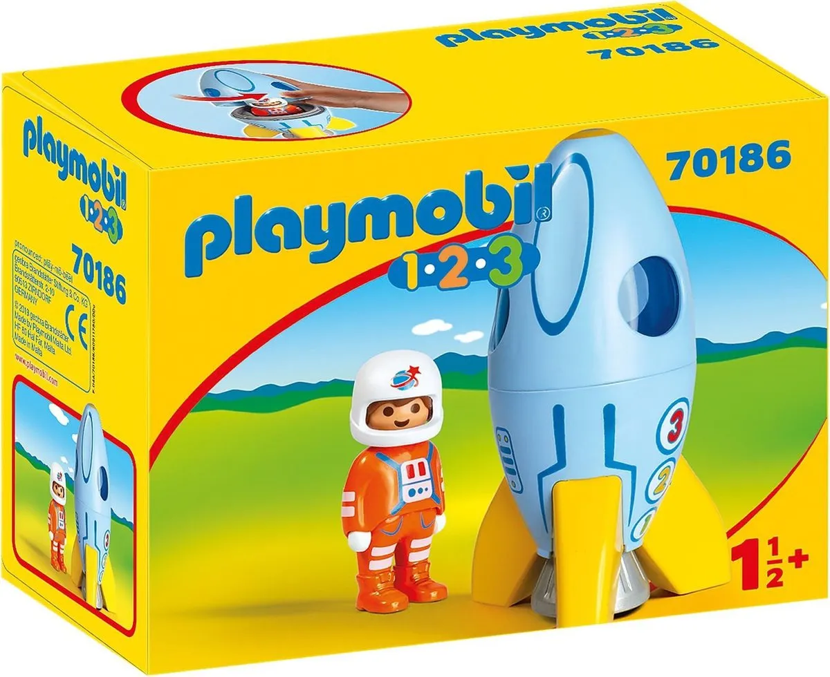 Playmobil 1.2.3 Astronaut met raket 70186