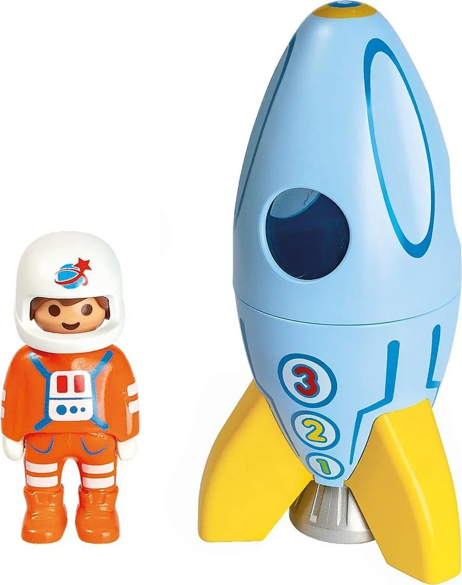 Playmobil 1.2.3 Astronaut met raket 70186 - Multicolor