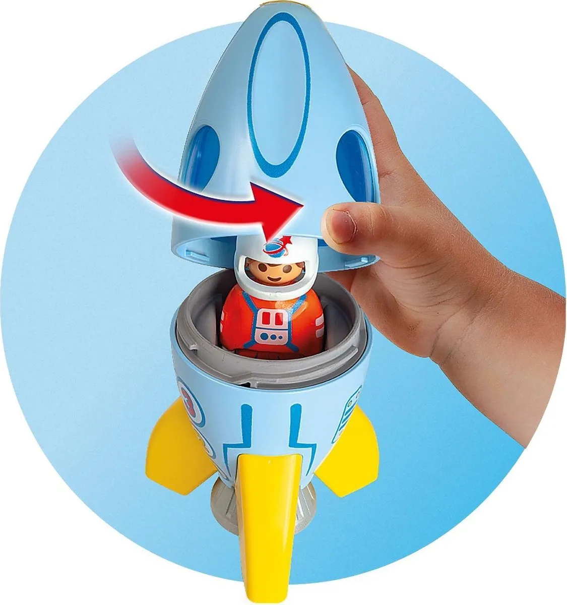 Playmobil 1.2.3 Astronaut met raket 70186 - Multicolor
