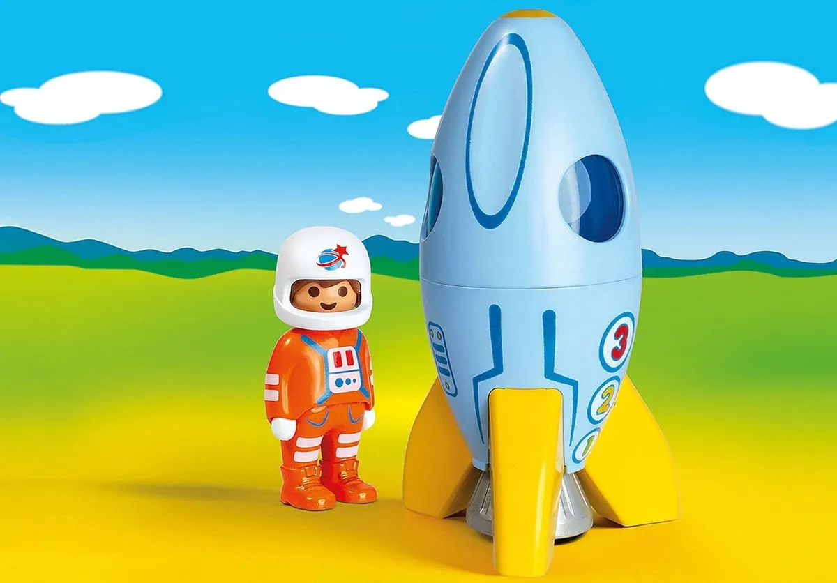 Playmobil 1.2.3 Astronaut met raket 70186 - Multicolor