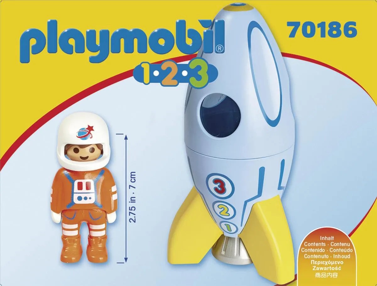 Playmobil 1.2.3 Astronaut met raket 70186 - Multicolor - afbeelding 6 van 6