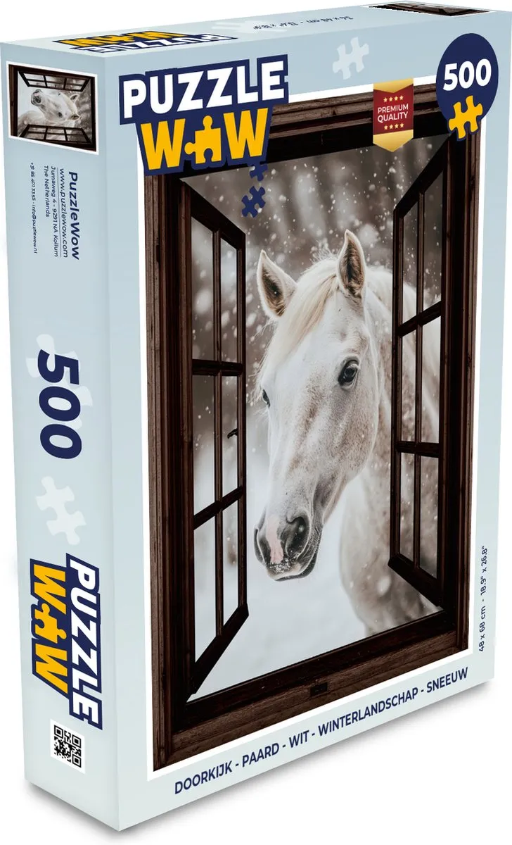 PuzzleWow Doorkijk Paard Winterlandschap Legpuzzel 500 Stuks