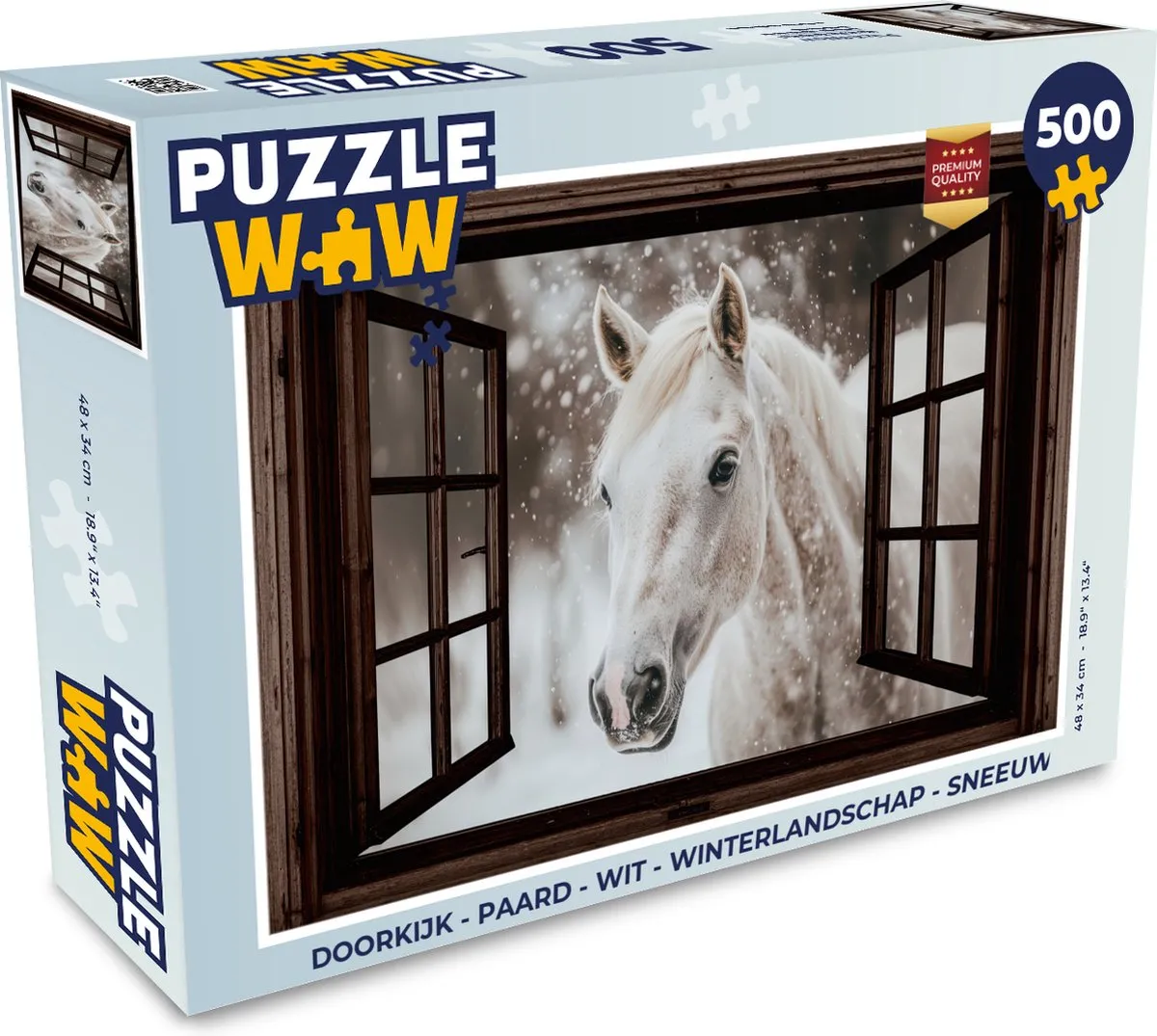 PuzzleWow Doorkijk Paard Winterlandschap Legpuzzel 500 Stuks