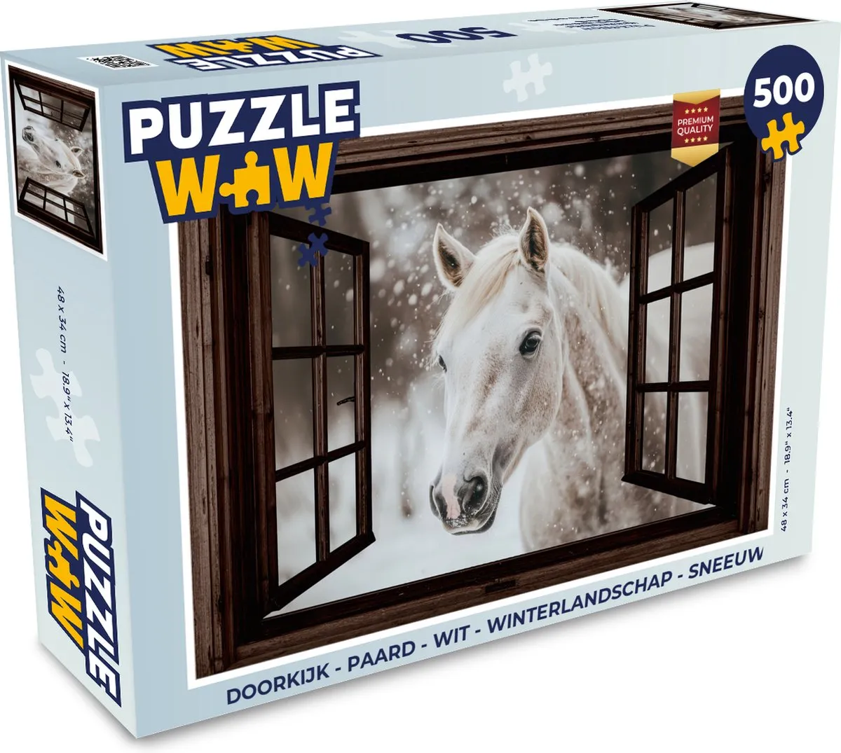 PuzzleWow Doorkijk Paard Winterlandschap Legpuzzel 500 Stuks