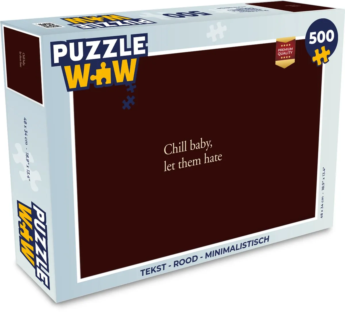 PuzzleWow Minimalistische Legpuzzel 500 Stuks - Tekst Rood
