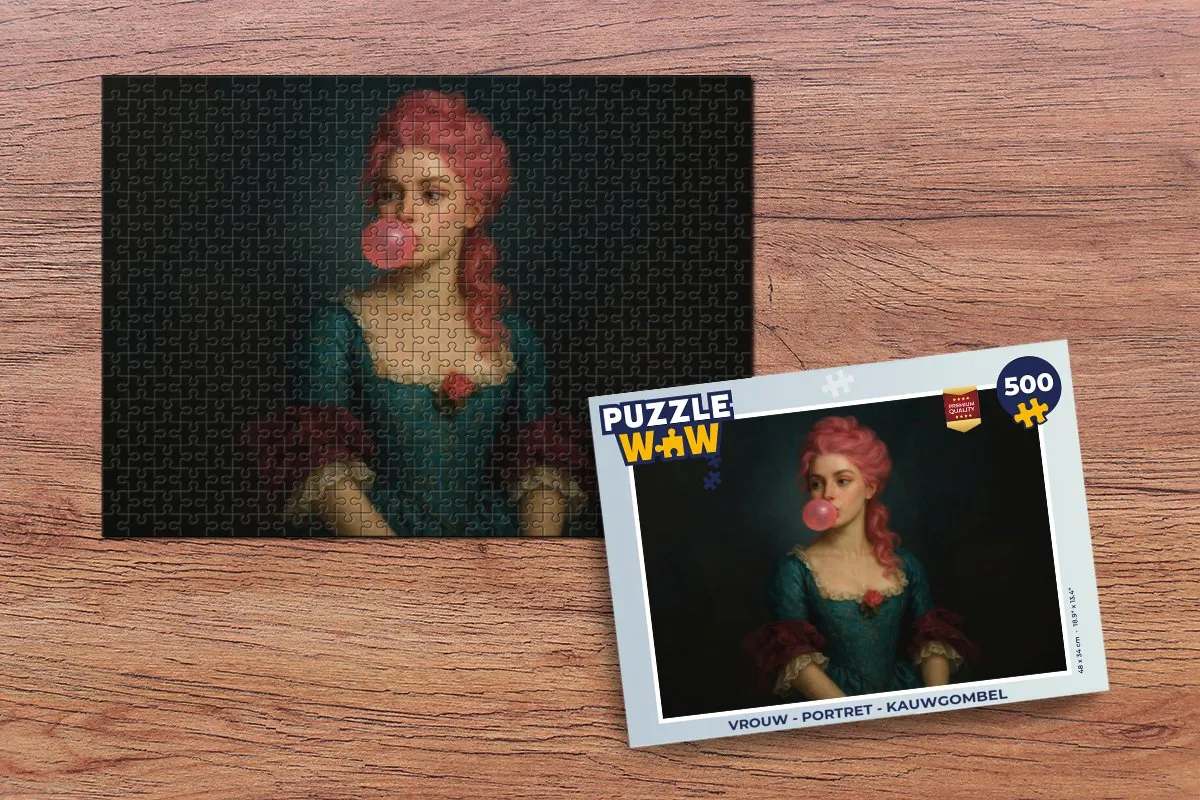 PuzzleWow Portret Kauwgombel Legpuzzel 500 Stuks