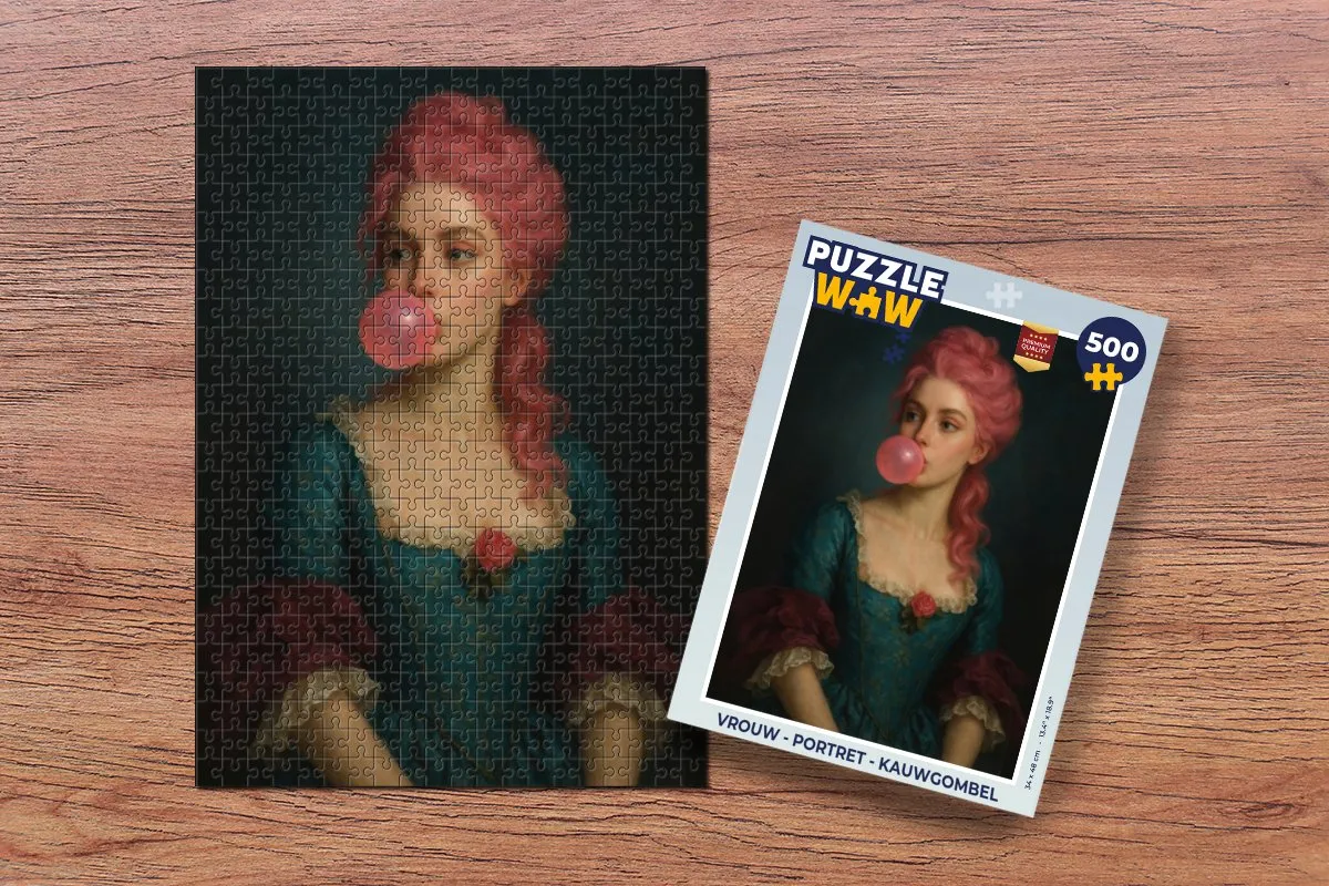 PuzzleWow Portret Kauwgombel Legpuzzel 500 Stuks