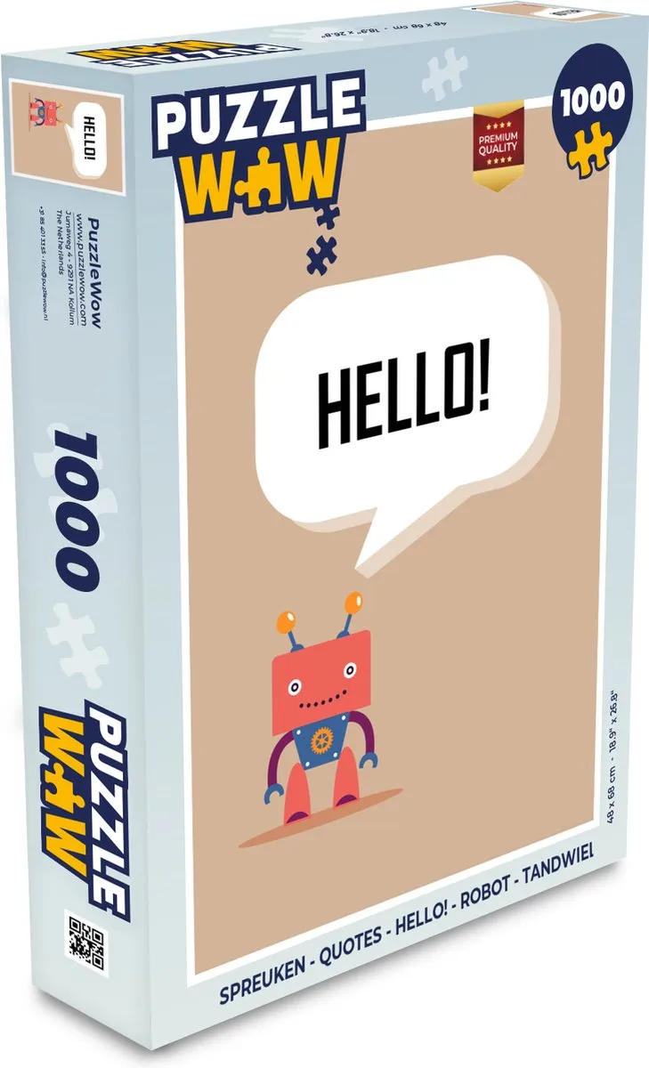 PuzzleWow Spreuken Robot Legpuzzel 1000 Stuks - Multicolor