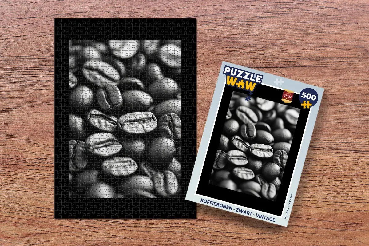 PuzzleWow Koffiebonen Legpuzzel 500 Stuks - Zwart