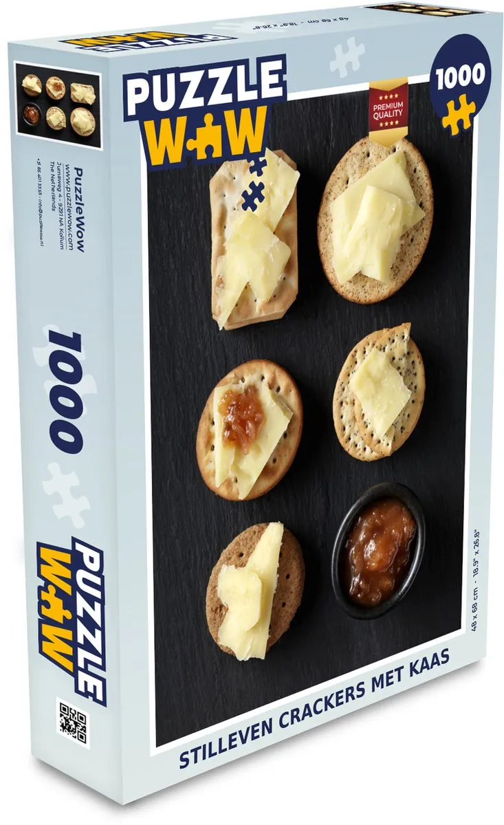 PuzzleWow Stilleven Crackers met Kaas Legpuzzel 1000 Stuks