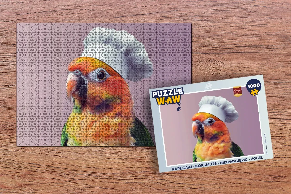 PuzzleWow Papegaai Koksmuts Legpuzzel 1000 Stuks - Roze
