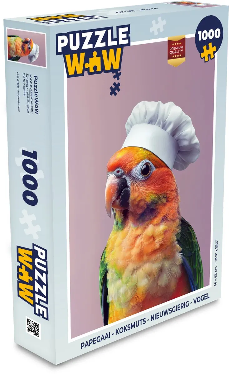 PuzzleWow Papegaai Koksmuts Legpuzzel 1000 Stuks