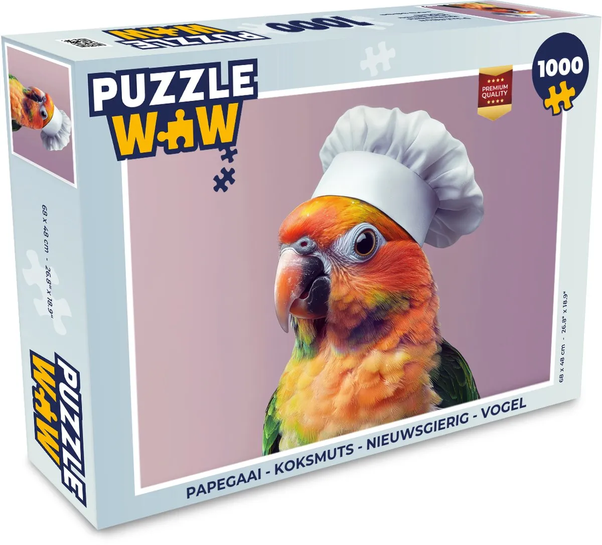 PuzzleWow Papegaai Koksmuts Legpuzzel 1000 Stuks - Roze