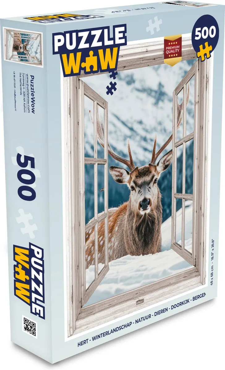 PuzzleWow Hert Winterlandschap Legpuzzel 500 Stuks