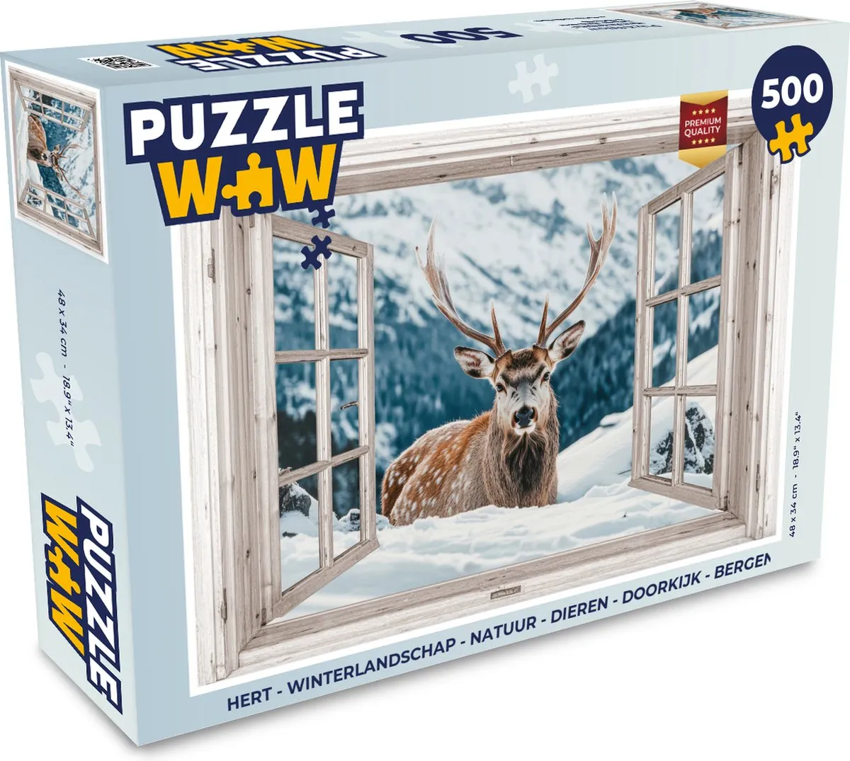 PuzzleWow Hert Winterlandschap Legpuzzel 500 Stuks